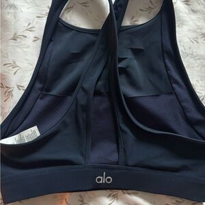 ALO Yoga Navy Scoop Support Sports Bra